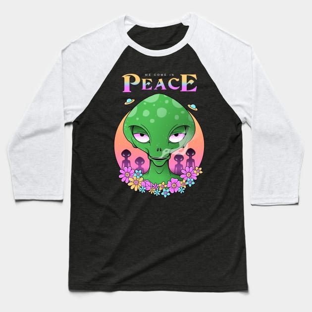 We Come in Peace Baseball T-Shirt by GODZILLARGE